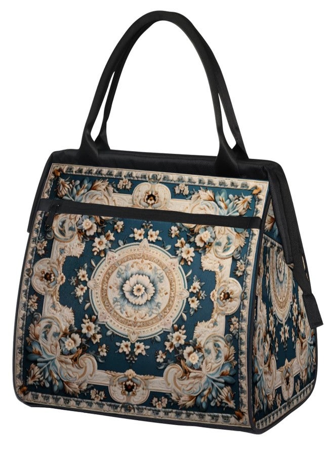 cfpolar Carpet Flowers Patterns Gym Bag for Women Men, Travel Sports Duffel Bag with Trolley Sleeve, Waterproof Sports Gym Bags Weekender Overnight Carry On Tote Bags for Travel Sport - Image 1
